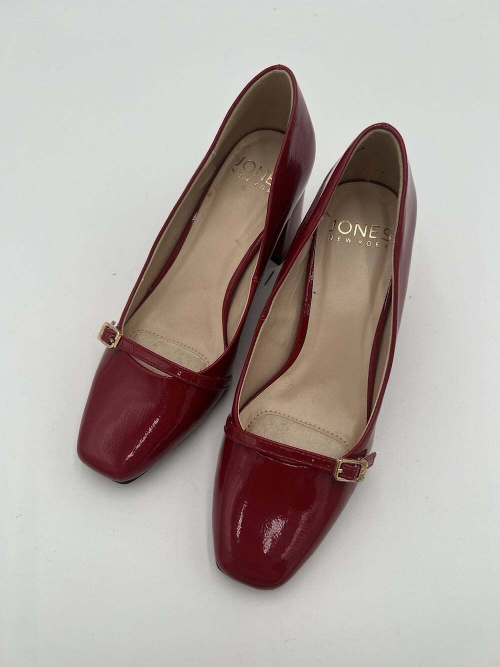 Jones New York Aubin Red Patent Leather Mary Jane Pumps Block Heel 6M